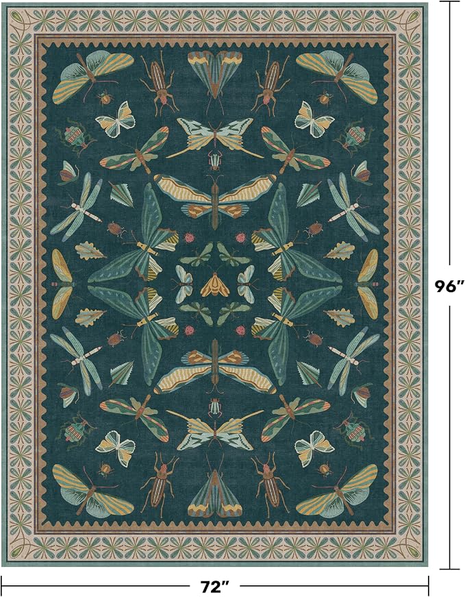 Vintage Teal Area Rugs for Living Room 6x8 - Image 2