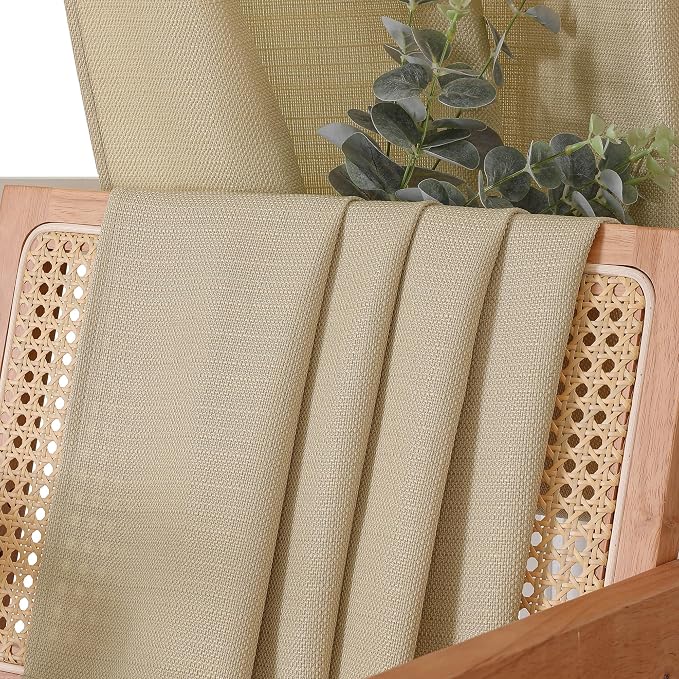 Chyhomenyc Camel Faux Linen Slub Textured Semi Sheer Small Window Kitchen - Image 7