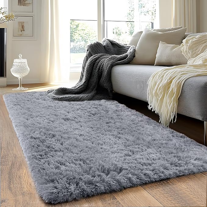 Runner Rugs for Bedroom 2x6 Rug Runners for Hallways Non Slip Soft Shag Bedside by Quntue