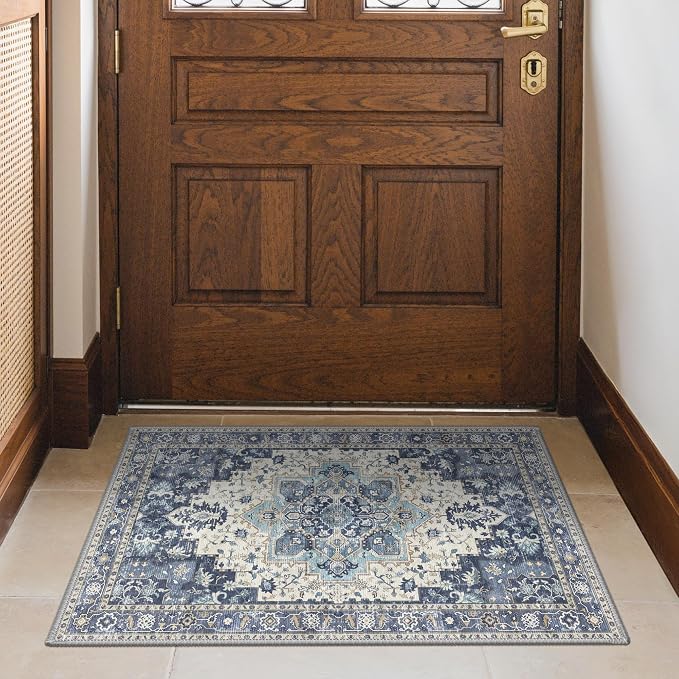 GENIMO Area Rug 2x3 Doormat, Machine Washable Low Pile Rugs, Small Retro - Image 2
