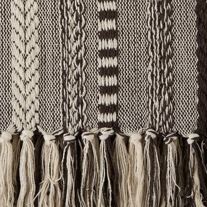 DII Braided Striped Decorative Throw Blanket, Dark Brown - Image 3