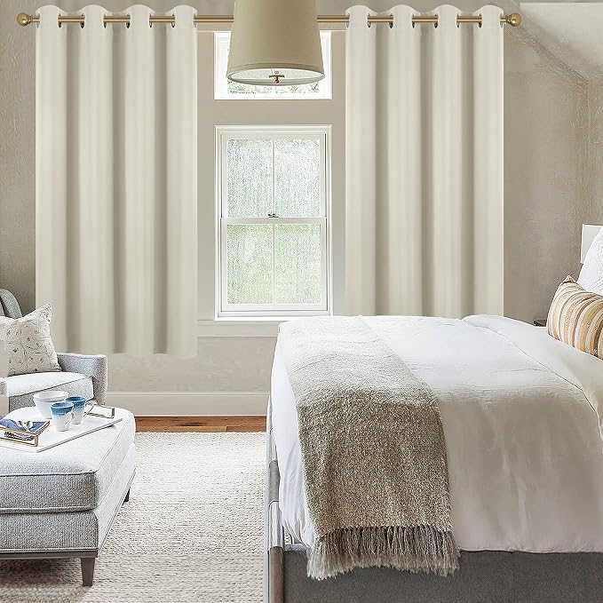 Diraysid Light Beige Grommet Blackout Curtains - Image 4