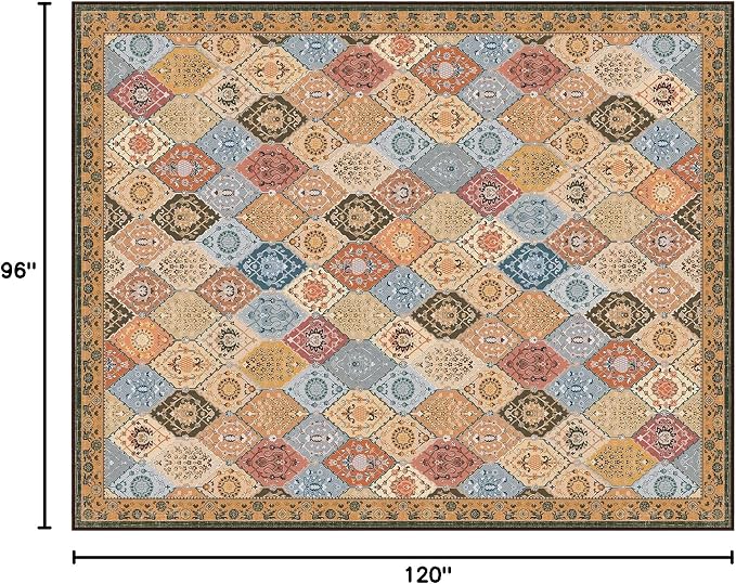 Phantoscope Washable Area Rug 8'x10' Non-Slip, Vintage Boho Rugs - Image 2