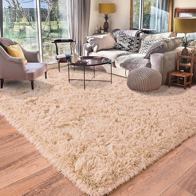 Rugs for Living Room 10x14, Soft Shaggy Modern Shag Area Rug for Bedroom by Quntue