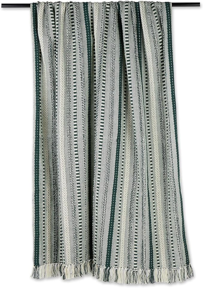 DII Braided Striped Decorative Throw Blanket, Dark Green - Image 2