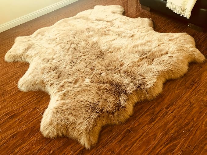 Free Shape Luxury Soft Fluffy Shag Area Rug Sexto 6 Pelts 6'x6', 180x180 cm - Image 5
