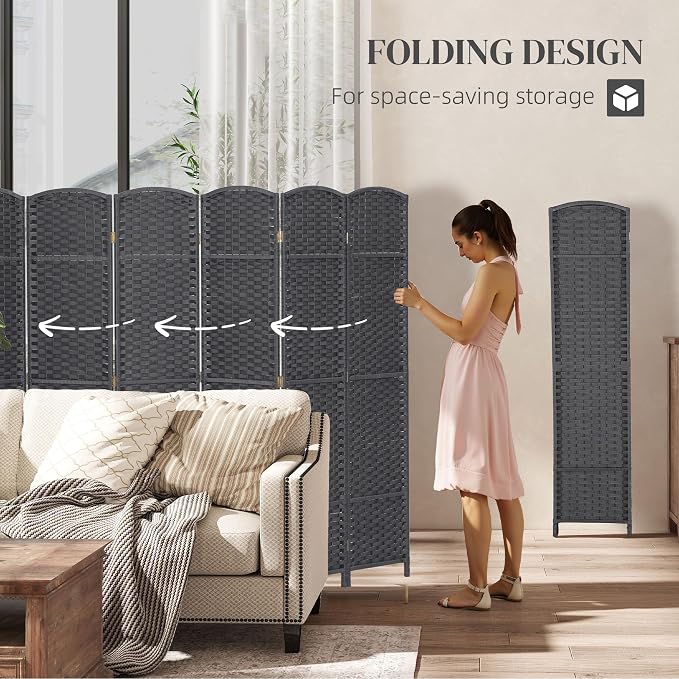 HOMCOM Room Divider, 8 Panel Folding Privacy Screen, 5.6' Tall Freestanding - Image 4