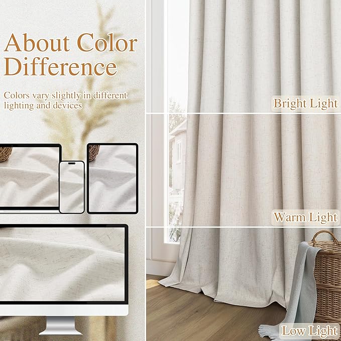 Guken 11 FT Extra Long Boho 100% Blackout Curtains 132 Inch Length 2 Panels Set - Image 7