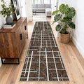 Non Slip Hallway Runner Rug 2x8, Modern Distressed Stripe, Washable Long Rug by TTelephant