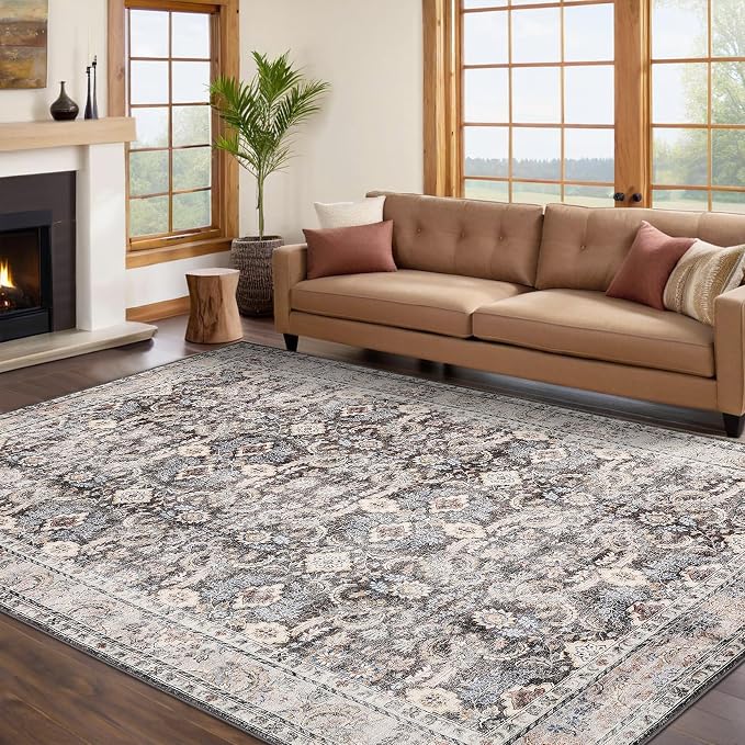 GarveeHome Washable Rugs 5x7 Vintage Floral Area Rugs by GarveeHome