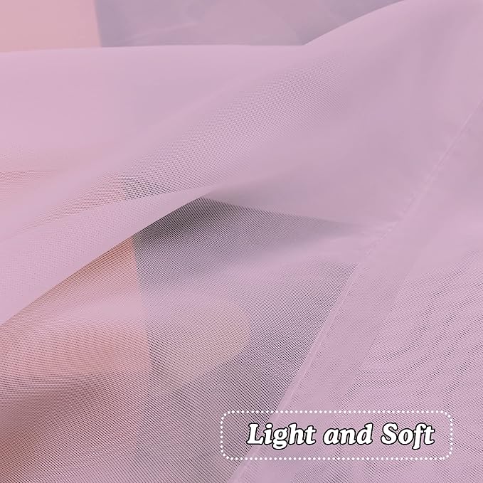 OVZME Light Pink Sheer Curtains 108 Inches Long, Light Filtering Semi - Image 5