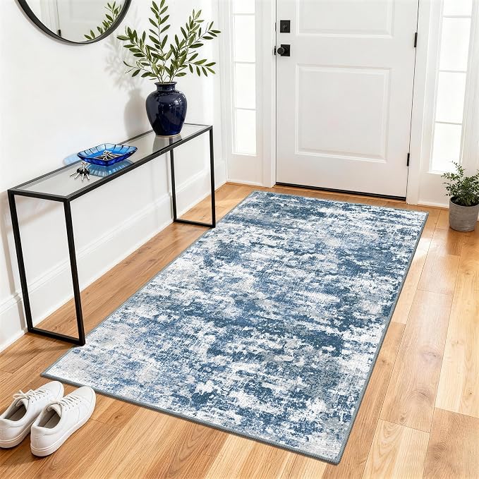 3x5 Area Rug Washable Entryway Rug Non Slip Abstract Tear and Stain Resistance by TTelephant