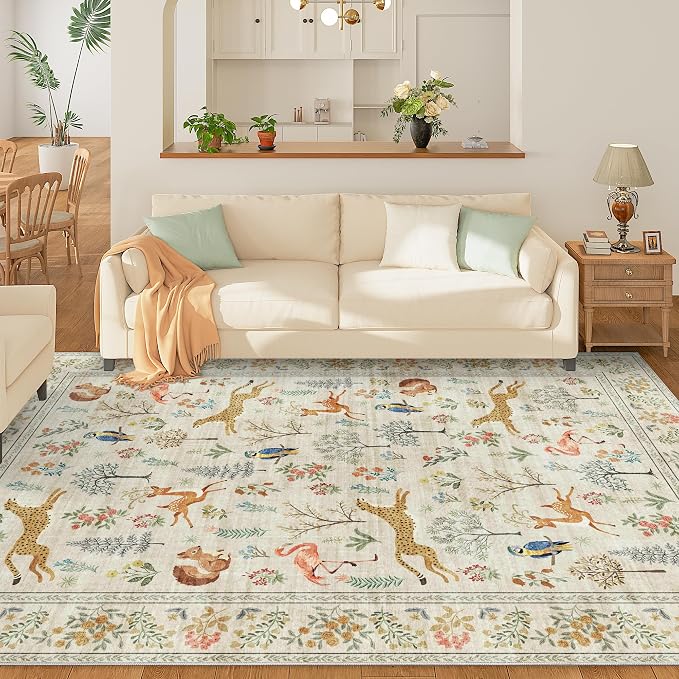 DUKINO 8x10 Rug, Washable Animal Living Room Rug - Image 2