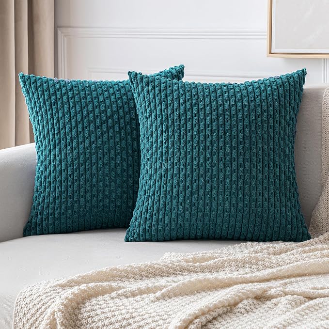 MIULEE Pack of 2 Decorative Throw Pillow Covers 20x20 Inch Soft Boho Striped by MIULEE