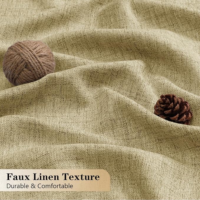 OVZME Valance for Windows, Light Filtering Faux Linen Textured Small Kitchen - Image 4