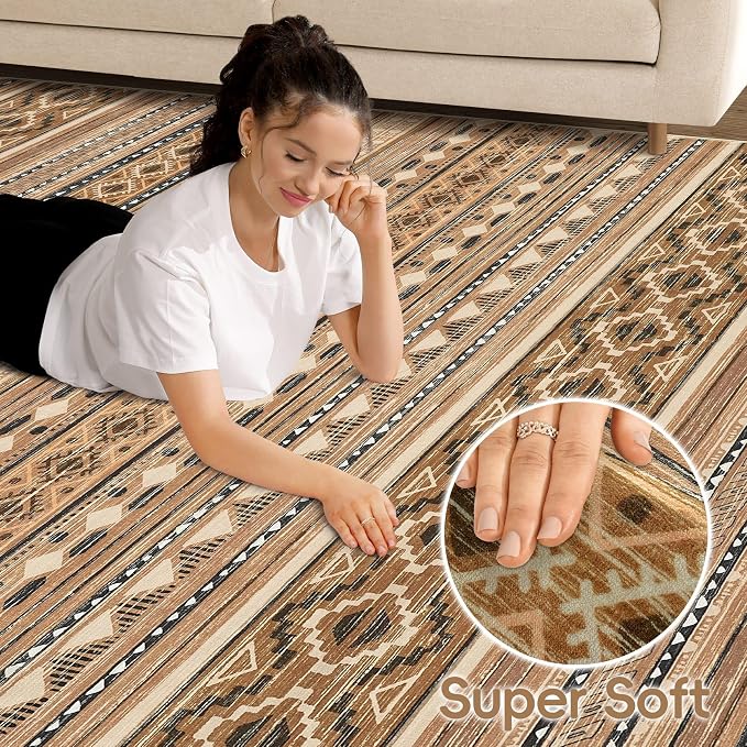 cotiled 9x12 Area Rug Living Room: Washable Boho Rugs - Image 4