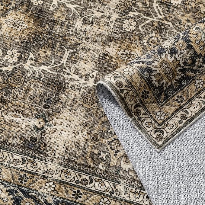 PureCozy Brown Runner Rug 2x6 Vintage Area Carpet Hallway Long Indoor Kitchen - Image 9