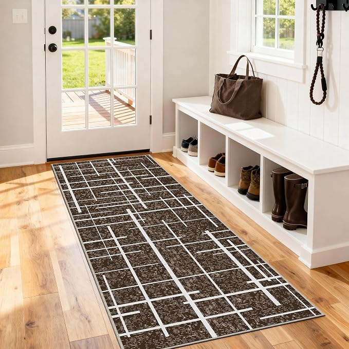 Washable Runner Rug 2x6, Hallway Runner Rug Non Slip, Woven Thin No Shed Runners by TTelephant