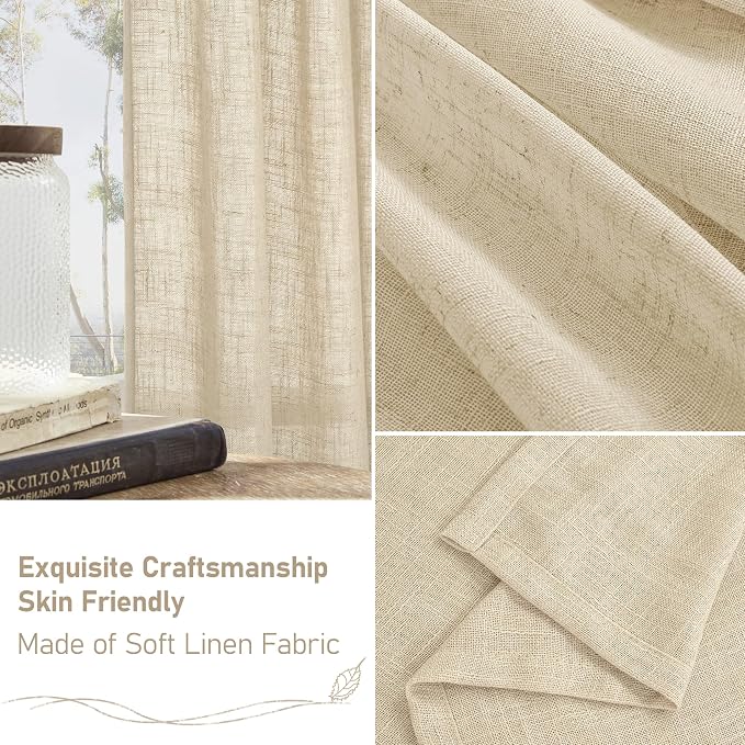 LAMIT Semi Sheer Linen Curtains 72 inches Long - Image 6