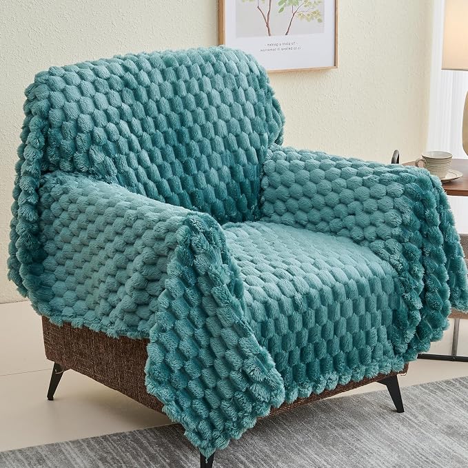 NEWCOSPLAY Super Soft Twin Blanket Light Teal Premium Silky Flannel Fleece 3D - Image 9