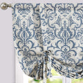 jinchan Linen Tie Up Valance for Flax Floral Drapes Vintage Farmhouse Medallion by JINCHAN