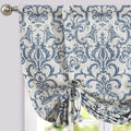 jinchan Linen Tie Up Valance for Flax Floral Drapes Vintage Farmhouse Medallion by JINCHAN