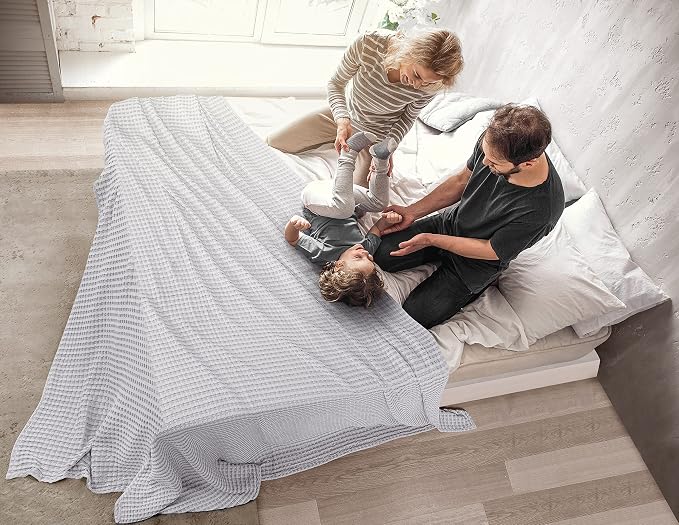 Utopia Bedding Silver 100% Cotton Waffle Blanket 300 GSM Soft Lightweight - Image 7