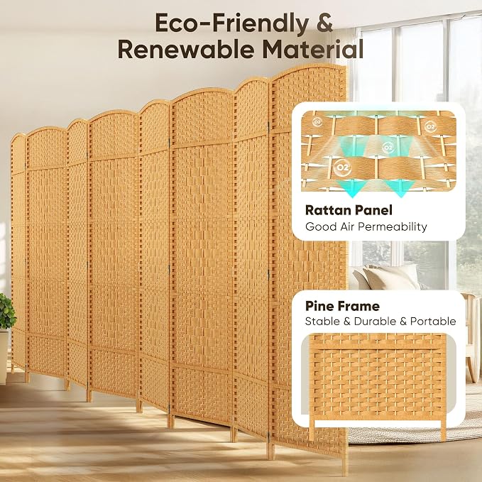 JOSTYLE Room Divider 6ft. Tall Extra Wide Privacy Screen, Folding Privacy - Image 3