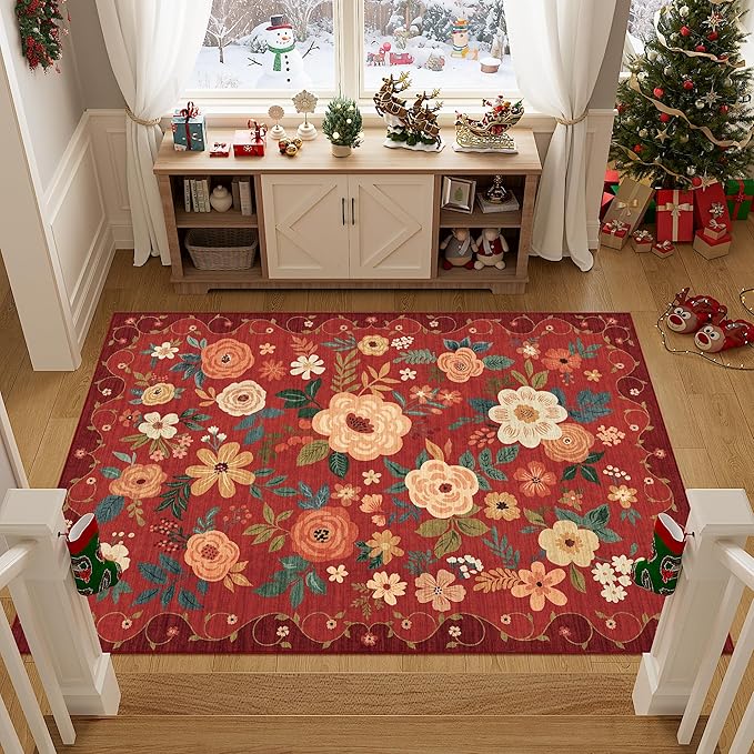 DUKINO 3x5 Area Rug, Floral Rugs - Image 3