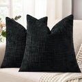 decorUhome Black Chenille Euro Sham Throw Pillow Covers 24x24 Set of 2 Textured by decorUhome