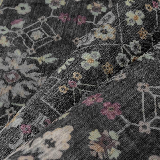 PureCozy Black 2x6 Runner Rug Washable Hallway Vintage Carpet Small Indoor - Image 7