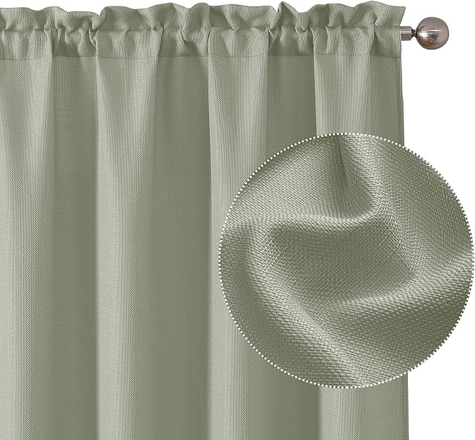 Chyhomenyc Bennet 2 Panels Light Green Kitchen Curtains Tier 24 Inch Length - Image 6