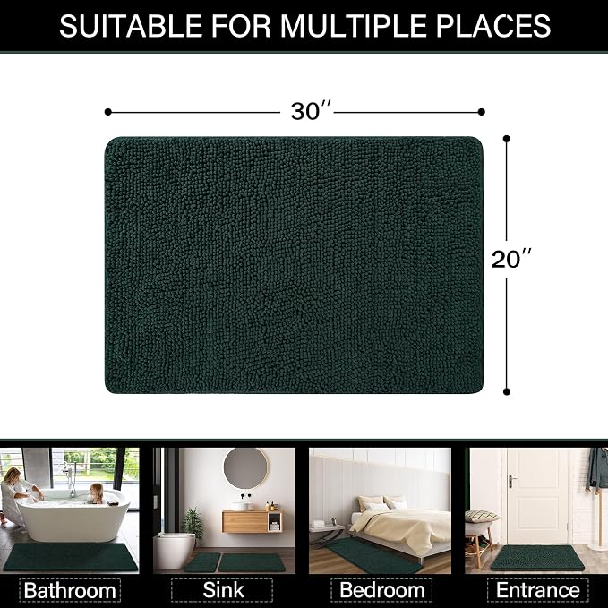 LOCHAS Luxury Bathroom Rug Shaggy Bath Mat 20 x 30 Inch, Washable Non Slip Bath - Image 2