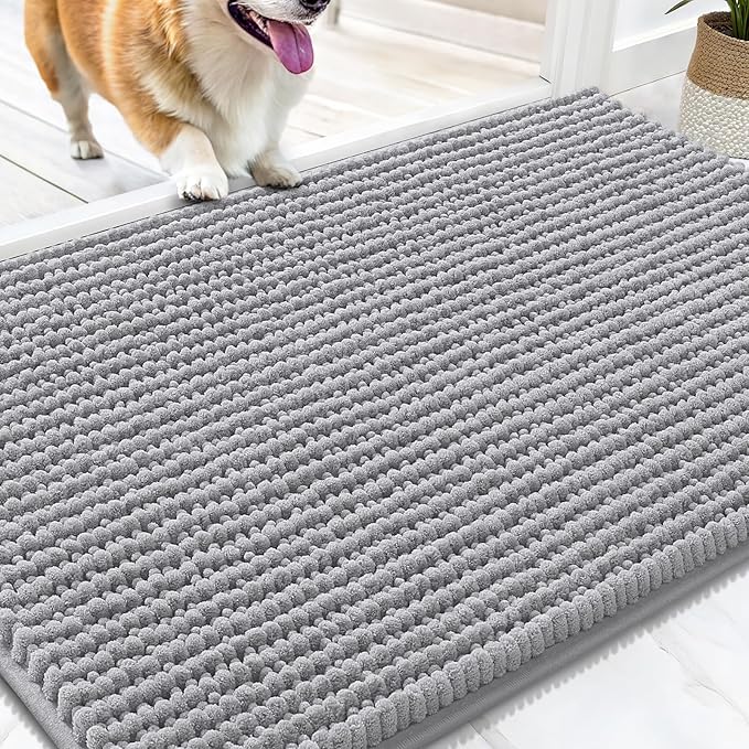 OLANLY Dog Door Mat for Muddy Paws 34x21, Ultra Absorbent Chenille Mud Doormat by OLANLY