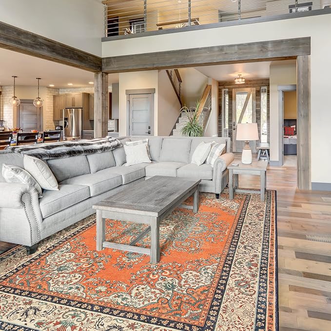 Area Rug for Bedroom, Non-Slip Vintage Area Rug, Machine Washable 4x6Ft Boho - Image 3