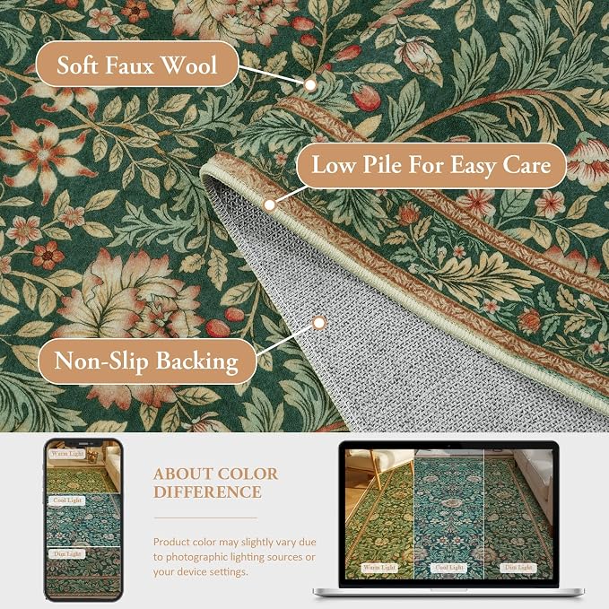 LIVEBOX Green Kitchen Runner Rug 2x6, Washable Runners - Image 4