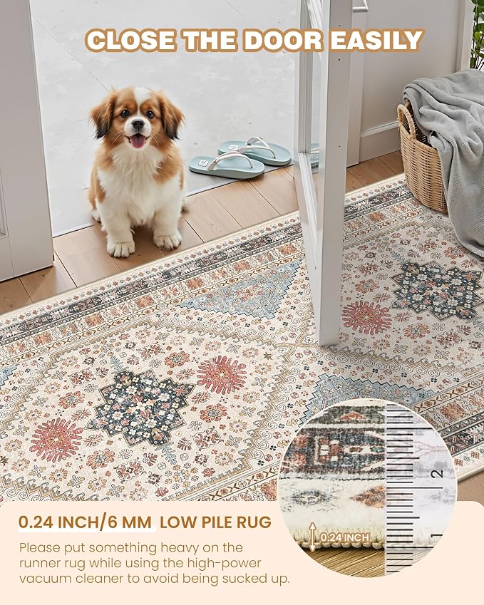 Runner Rug 2x8 Runners for Hallways Non Slip Washable, Vintage Hallway Runner - Image 5