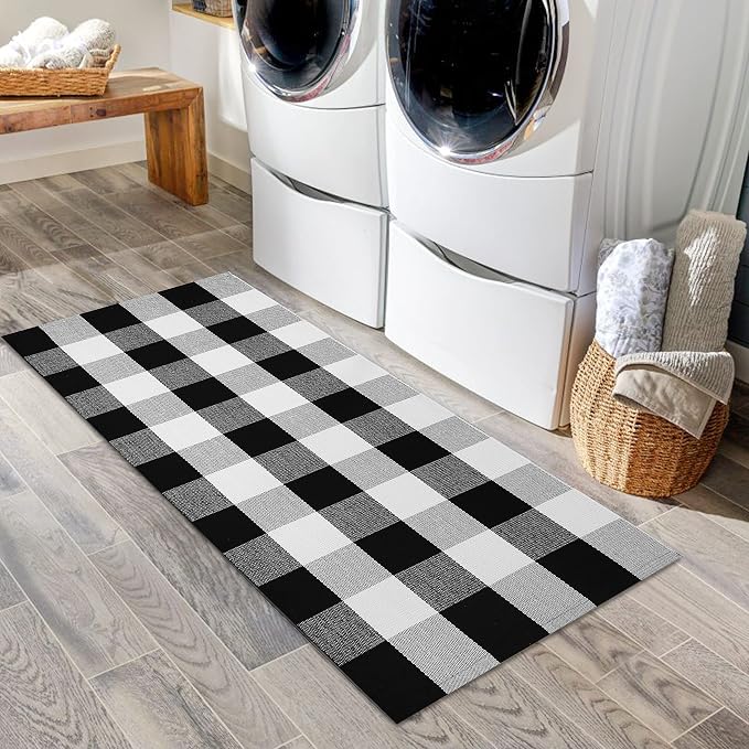 IOHOUZE Buffalo Plaid Checkered Rug 2x4.3 Ft Front Door Mats, Washable Area Rugs - Image 4
