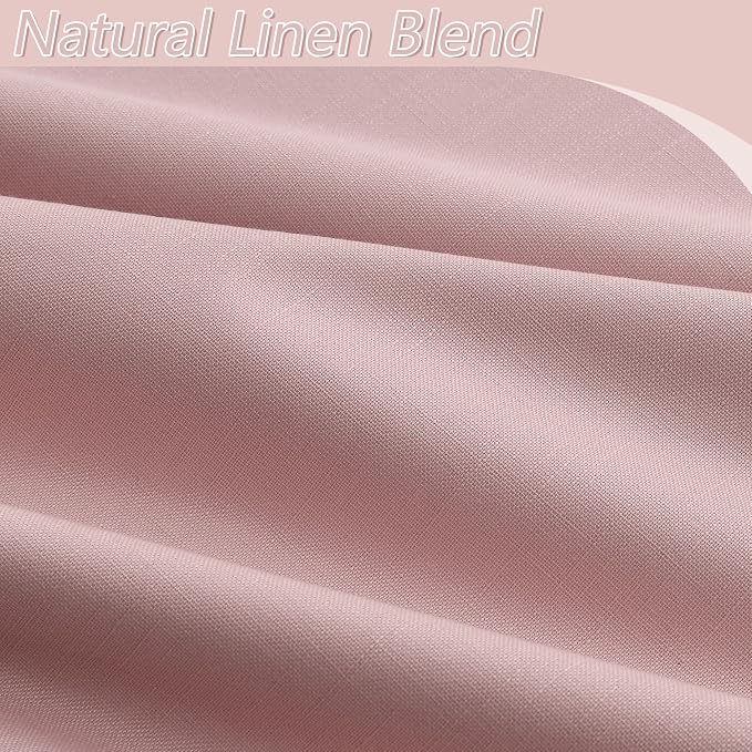 Guken Pink 100% Blackout Linen Curtains 108 Inch 2 Panels Set - Image 3
