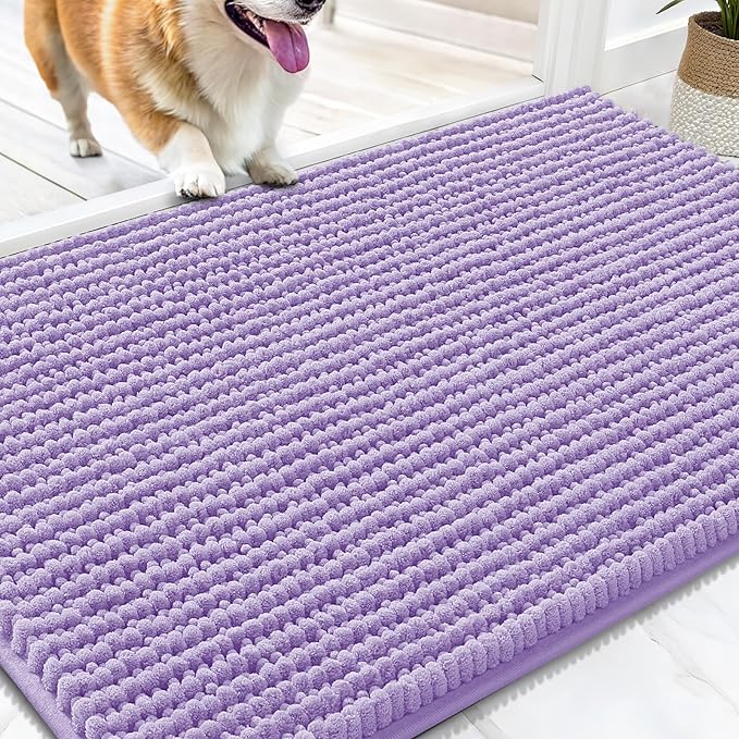 OLANLY Dog Door Mat for Muddy Paws 34x21, Ultra Absorbent Chenille Mud Doormat by OLANLY