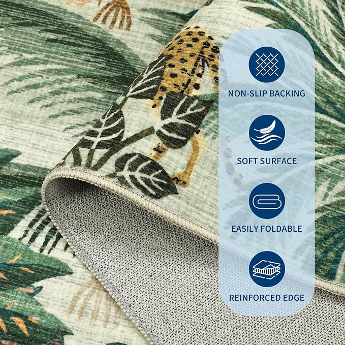 GarveeHome 2x6 Jungle Washable Runner Rug - Image 4