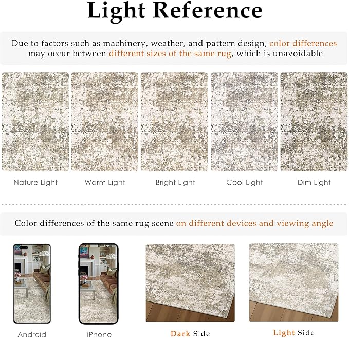 Beige Area Rug 8x10 Machine Washable Modern Abstract Living Room Carpet Non - Image 7