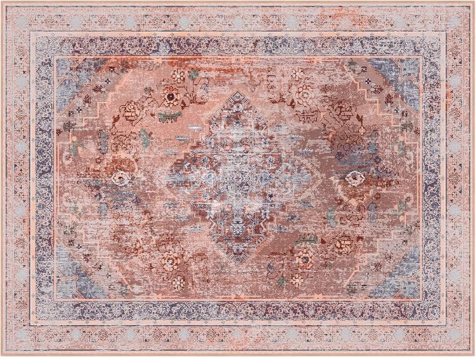 Phantoscope Washable Area Rug 9'x12' Non-Slip, Vintage Neutral Fall Rugs - Image 3