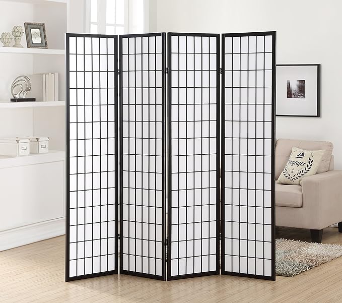Roundhill Furniture Oriental Shoji 4 Panel Screen Room Divider by RoundhillFurniture