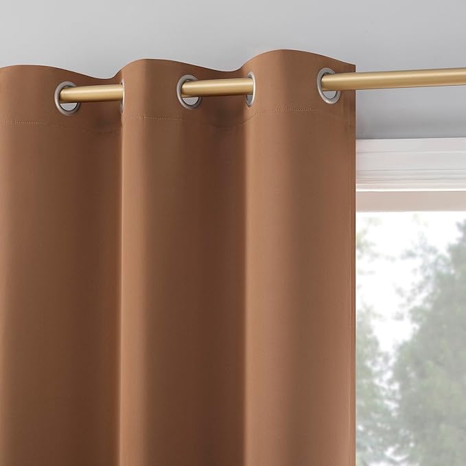 Sun Zero Easton Energy Saving Blackout Grommet Curtain Panel, Sunbaked Brown - Image 2