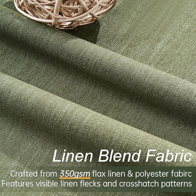 Topfinel Dark Olive Green Blackout Curtains 96 Inch Long 2 Panels Set - Image 3