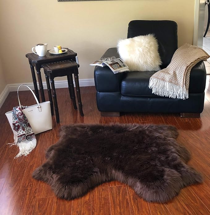 Free Shape Luxury Soft Fluffy Shag Area Rug Double Side by Side 3'x4', 90x120cm by LAMBZYRUGS