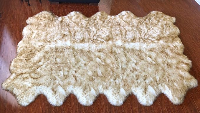Free Shape Luxury Soft Fluffy Shag Area Rug Duo Decto 12 Pelts 6'x12', 180x360cm by LAMBZYRUGS