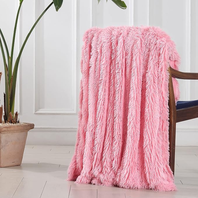 Tuddrom Decorative Extra Soft Faux Fur Blanket Queen Size 80" x 90", Solid - Image 5