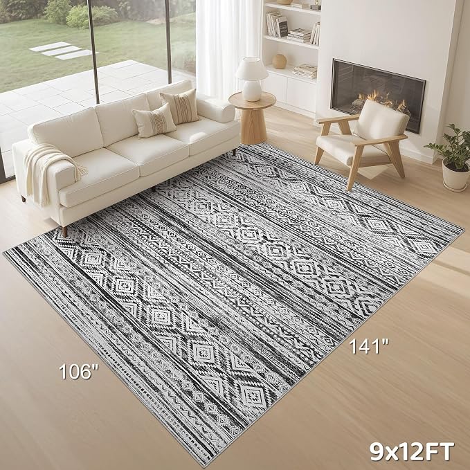 cotiled 9x12 Area Rug Living Room: Washable Boho Rugs - Image 9